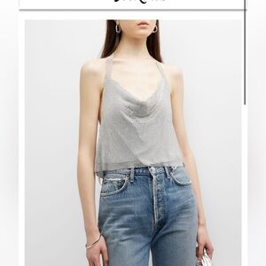Lamarque L NWT Silver Halter Chainmail Crop Top